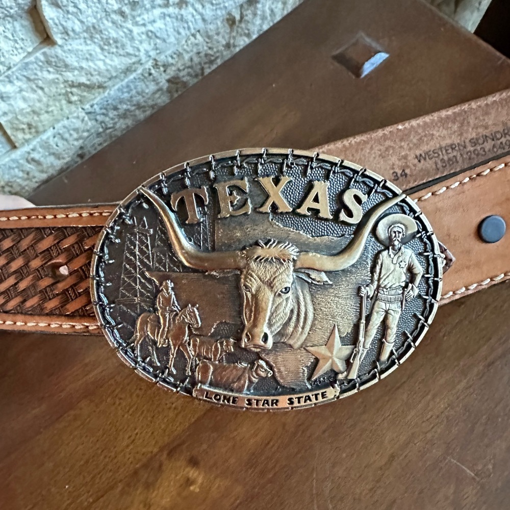 Texas Longhorn western belt buckle